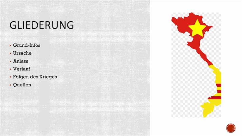 DER
VIETNAMKRIEG
1965-1975 GLIEDERUNG
■
I Ursache
Anlass
I Verlauf
Folgen des Krieges
Quellen
I
I
Grund-Infos
I GRUNDINFOS
▪ 01.11.1955-30.0
