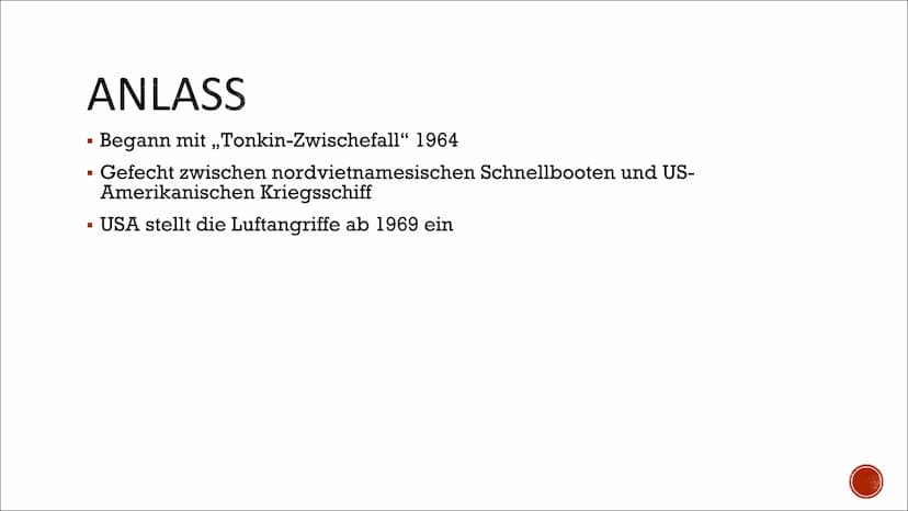DER
VIETNAMKRIEG
1965-1975 GLIEDERUNG
■
I Ursache
Anlass
I Verlauf
Folgen des Krieges
Quellen
I
I
Grund-Infos
I GRUNDINFOS
▪ 01.11.1955-30.0
