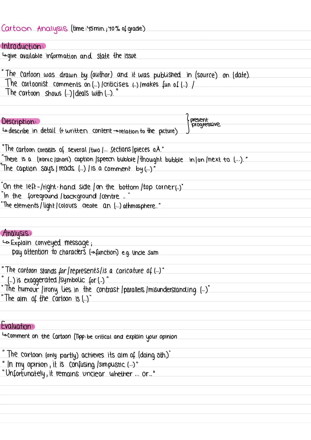 Klausur (24.11.2۸)

Aufbau
I Text Analysis
II Cartoon Analysis

mögliche Themen:
1. The individual and society (classes, generations, role m