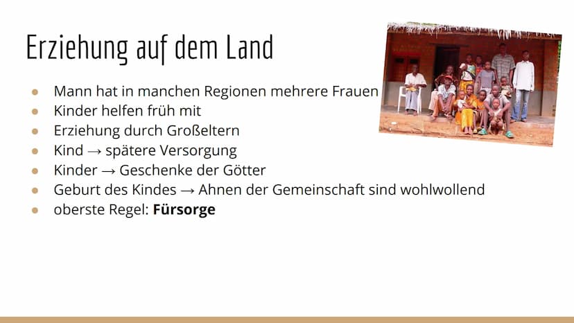Erziehung in
Afrika ● Allgemeines
• Erziehung auf dem Land
Erziehung in der Großstadt
• Vor- und Nachteile
• Bildung
•
• Aktivierung
• Vergl