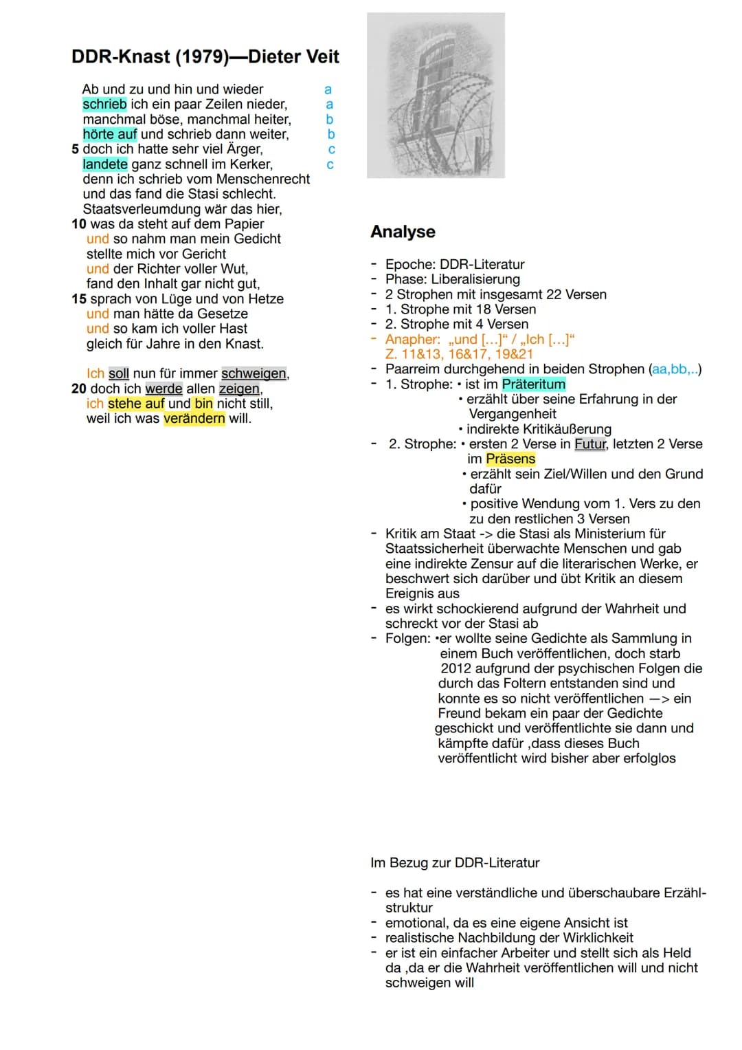 Handout von Sarah Grabow & Lana Schön
"Unter dem Begriff der DDR-
Literatur werden alle
geschriebenen Werke
zusammengefasst, die ab 1945
in 