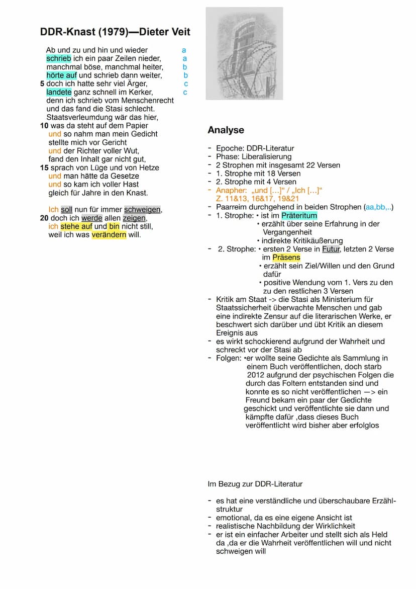 Handout von Sarah Grabow & Lana Schön
"Unter dem Begriff der DDR-
Literatur werden alle
geschriebenen Werke
zusammengefasst, die ab 1945
in 
