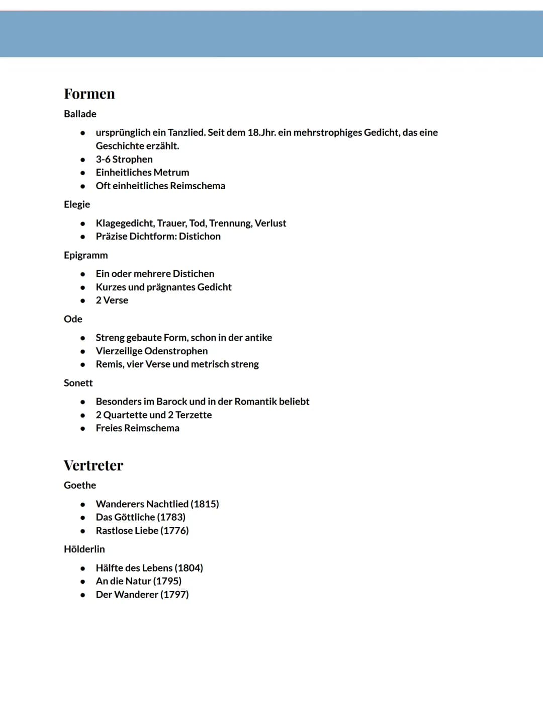 Lyrik
Definition
Unter dem Begriff „Lyrik" fasst du alle fiktiven Texte in Gedichtform zusammen. Das bedeutet,
dass du darin folgende Merkma