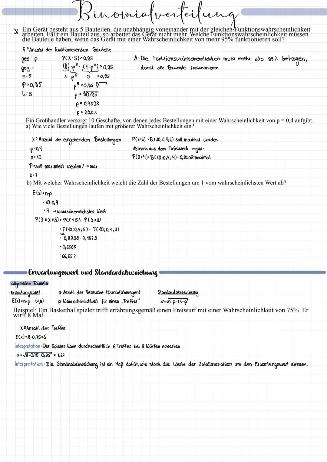 Voraussetzung
→es gibt nur zwei Ereignisse 2.B nur Treffer oder Niete
→die Wahrscheinlichkeiten dürfen sich nicht ändern
Definition: Ein Zuf