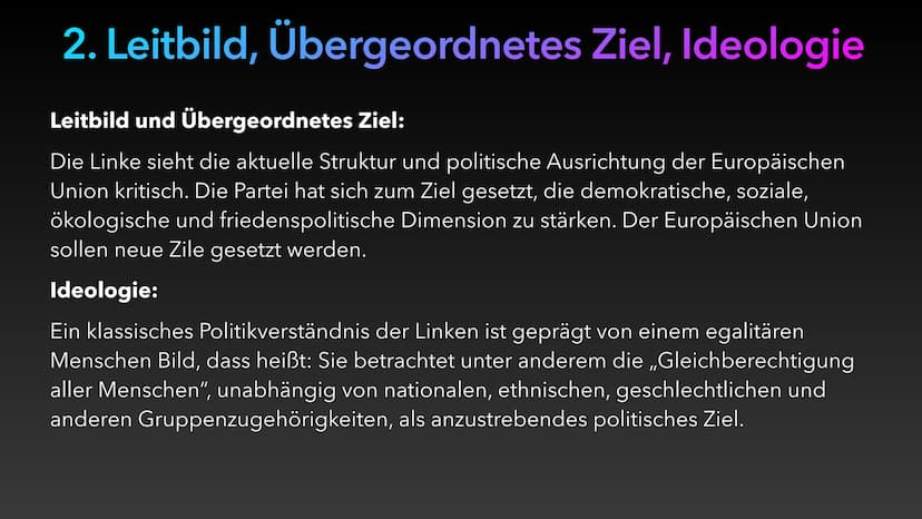 Die Linke
Von Carl, Florian, Laura & Elisa Inhaltsverzeichnis
1. Gründung, historischer Hintergrund
2. Leitbild, Ideologie, Übergeordnetes Z