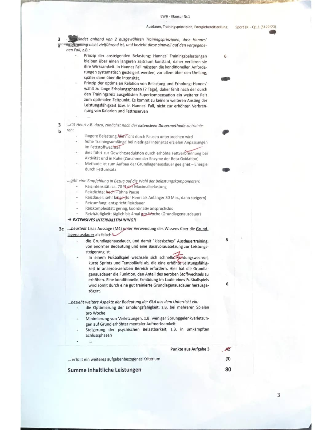 Name:
Klausur Nr.1
Ausdauer, Trainingsprinzipien, Energiebereitstellung Sport LK-Q1.1 (S) 22/23)
Sport Leistungskurs - Klausur Nr. 1
Aufgabe