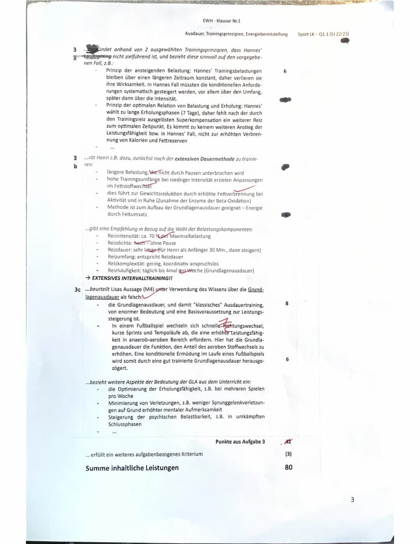 Name:
Klausur Nr.1
Ausdauer, Trainingsprinzipien, Energiebereitstellung Sport LK-Q1.1 (S) 22/23)
Sport Leistungskurs - Klausur Nr. 1
Aufgabe