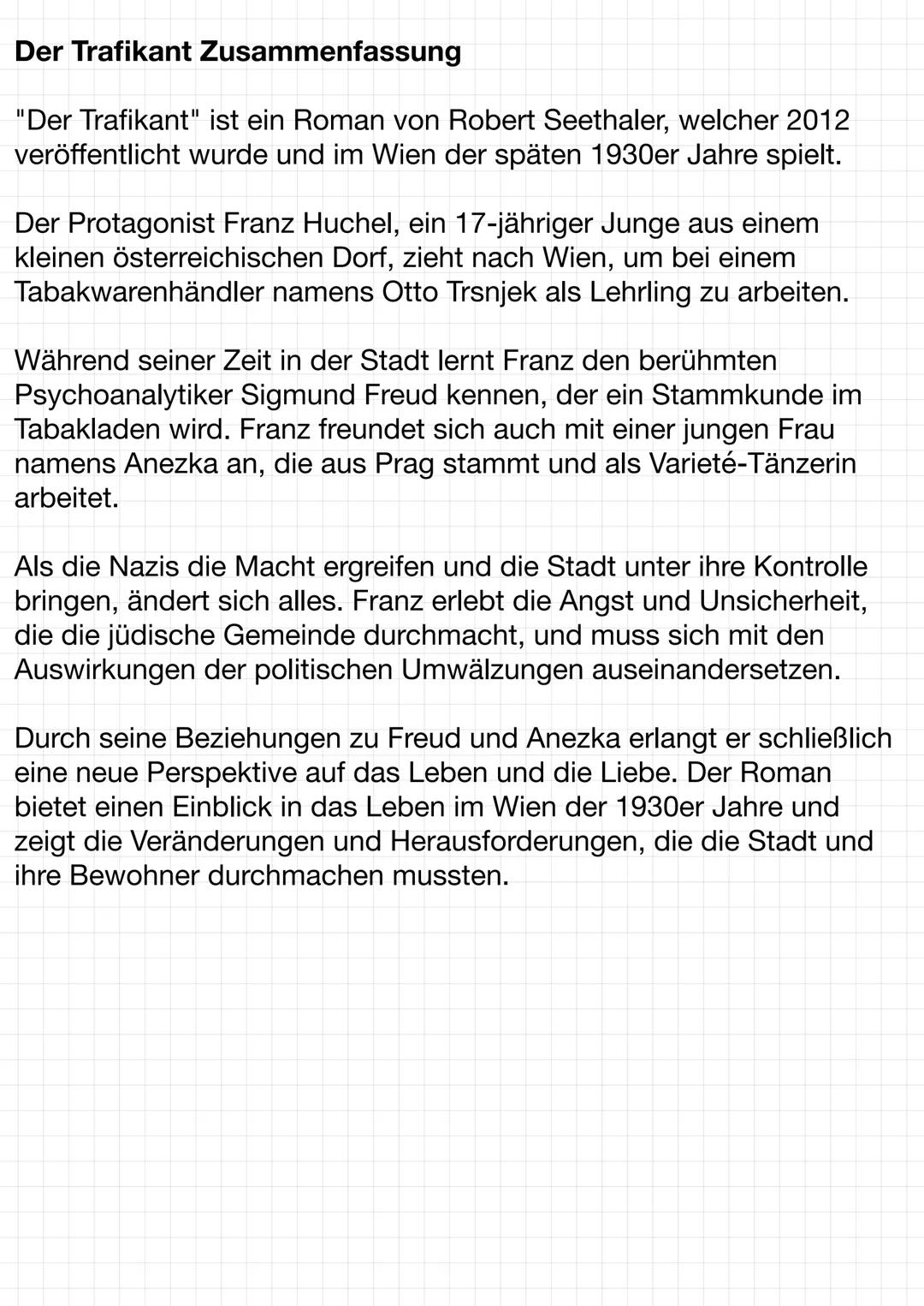 # Charaktere
und ihre Beziehungen
zu Franz Huchel

## Mutter
> Franz hatte sorglose Kindheit und war wohlbehütetes Einzelkind
> liebevoll ab