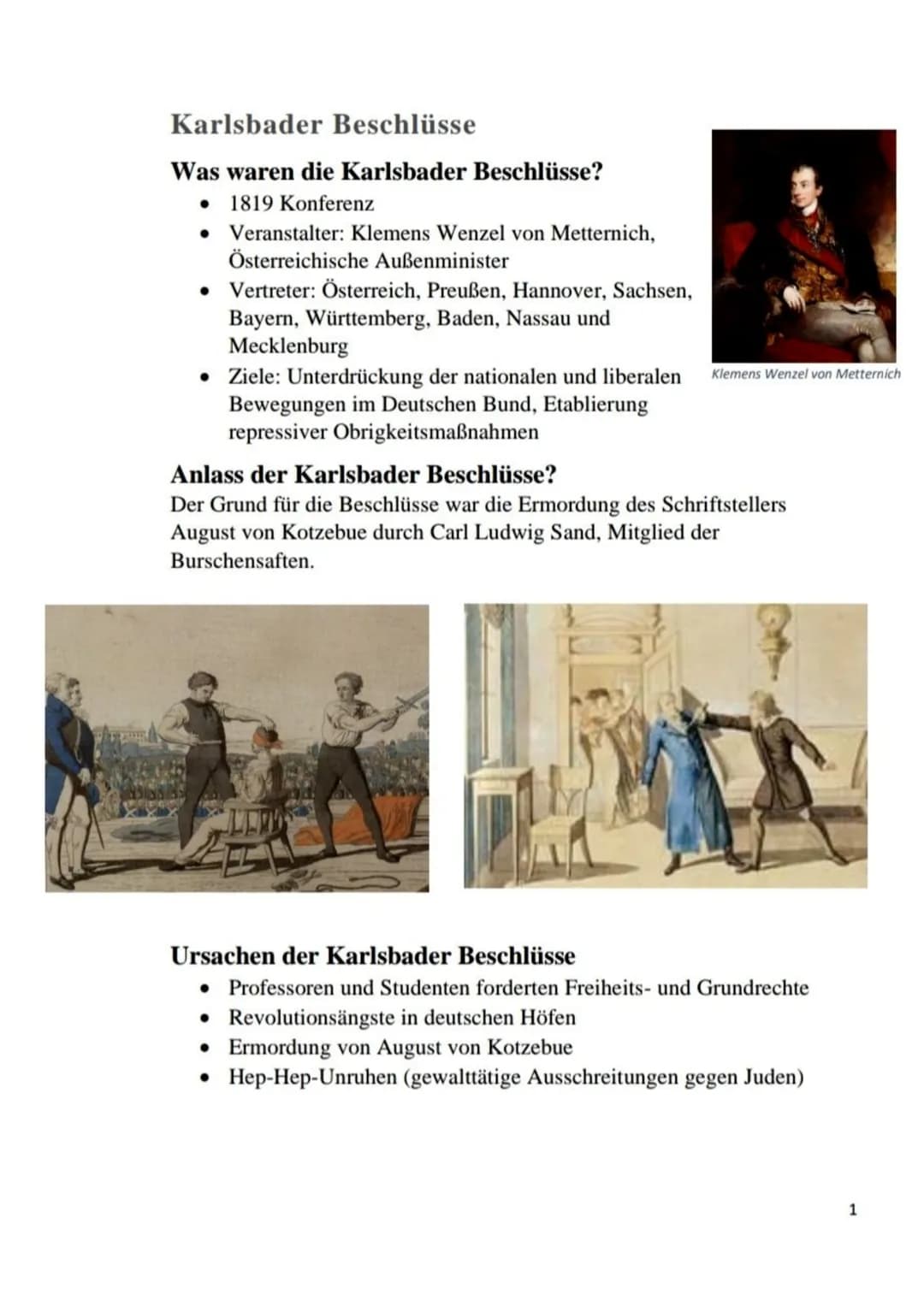 Karlsbader Beschlüsse
Was waren die Karlsbader Beschlüsse?
. 1819 Konferenz
• Veranstalter: Klemens Wenzel von Metternich,
Österreichische A