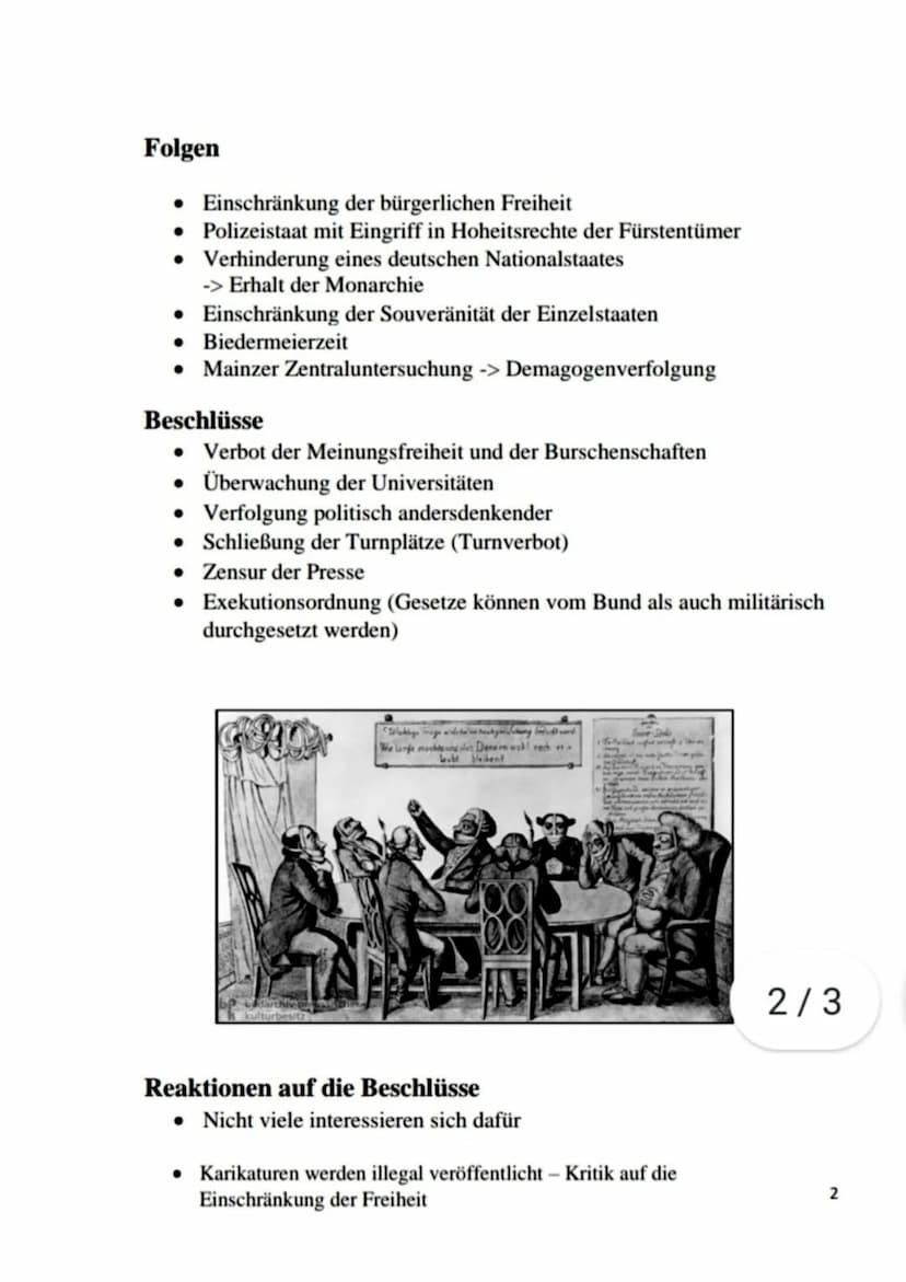 Karlsbader Beschlüsse
Was waren die Karlsbader Beschlüsse?
. 1819 Konferenz
• Veranstalter: Klemens Wenzel von Metternich,
Österreichische A