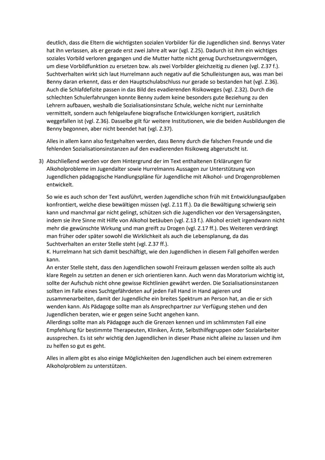 Produktive Realitätsverarbeitung
Vorgegebener Text
,,Am Abgrund"
Immer mehr Jugendliche haben Alkoholprobleme - die Geschichte eines ehemali