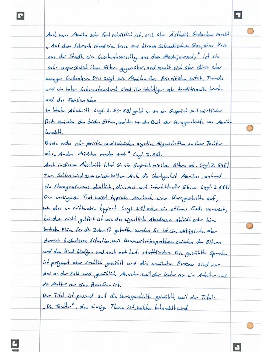 # Analyse einer Kurzgeschichte

08.03.2021

Die Kurzgeschichten "Die Tochter" von Peter Bichsel aus dem Jahre
1964 handult von Monika, einer