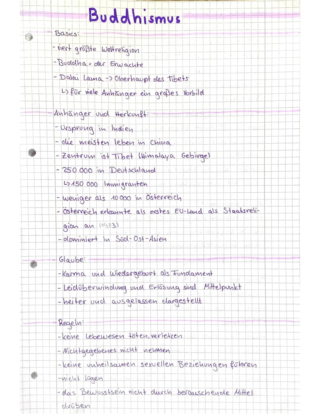 4
Buddhismus
Basics:
- viert größte Weltreligion
-Buddha = der Erwachte
- Dalai Lama -> Oberhaupt des tibets
L) für viele Anhänger ein große