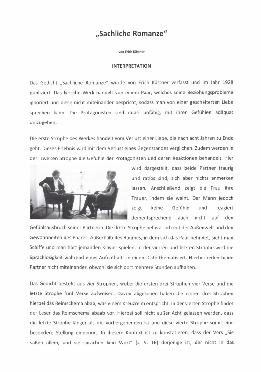 Interpretation Sachliche Romanze