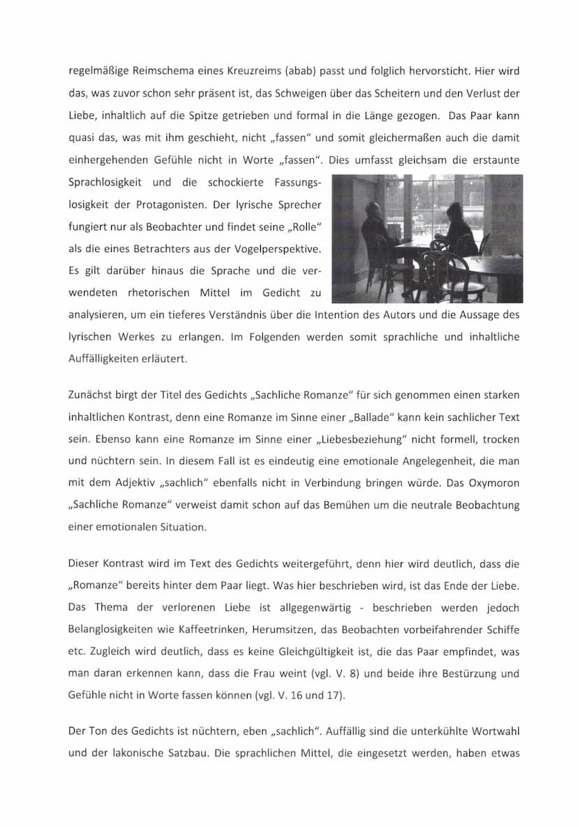 ,,Sachliche Romanze"
von Erich Kästner
INTERPRETATION
Das Gedicht ,,Sachliche Romanze" wurde von Erich Kästner verfasst und im Jahr 1928
pub