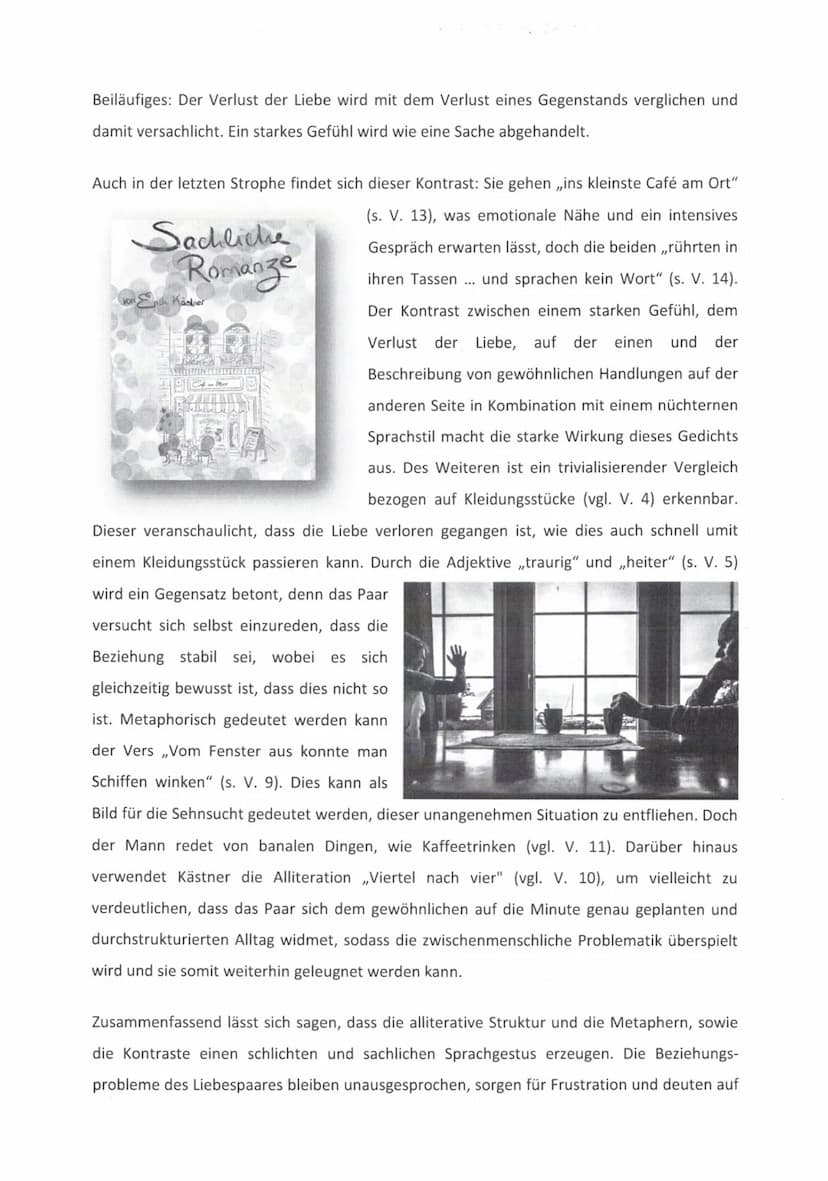 ,,Sachliche Romanze"
von Erich Kästner
INTERPRETATION
Das Gedicht ,,Sachliche Romanze" wurde von Erich Kästner verfasst und im Jahr 1928
pub