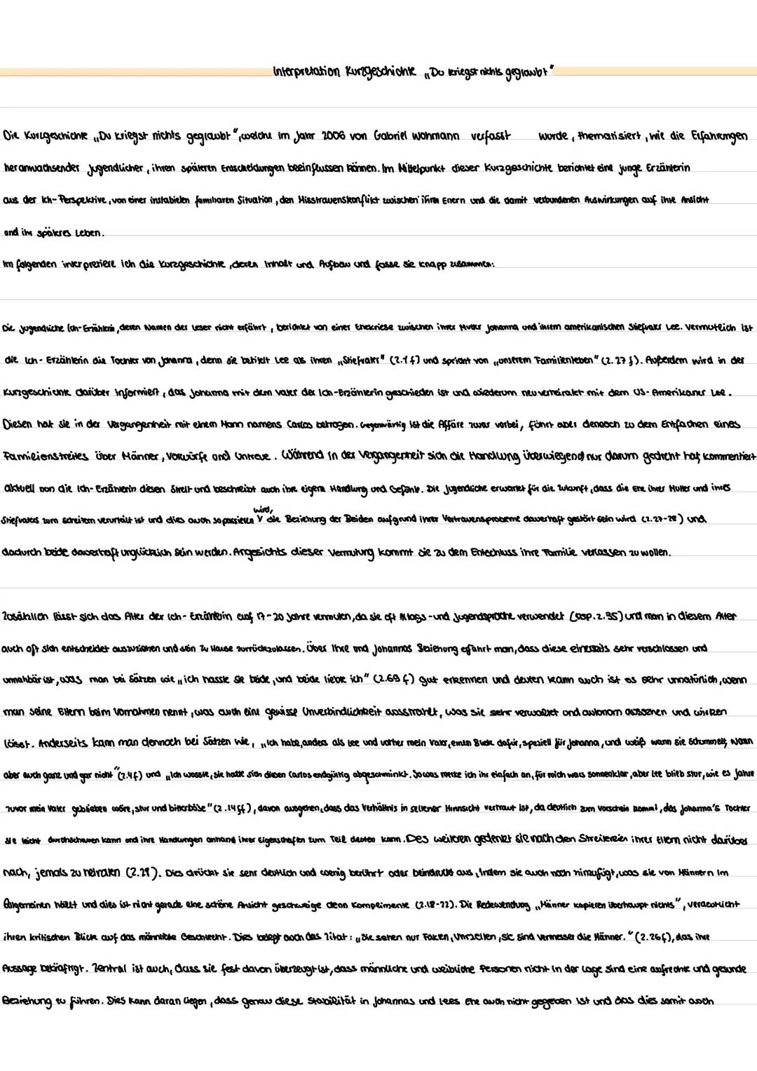 Interpretation Kurzgeschichte Do kriegst nichts geglowbt"
Die Kurzgeschichte „Du kriegst nichts geglaubt", welche im Jahr 2006 von Gabriel W
