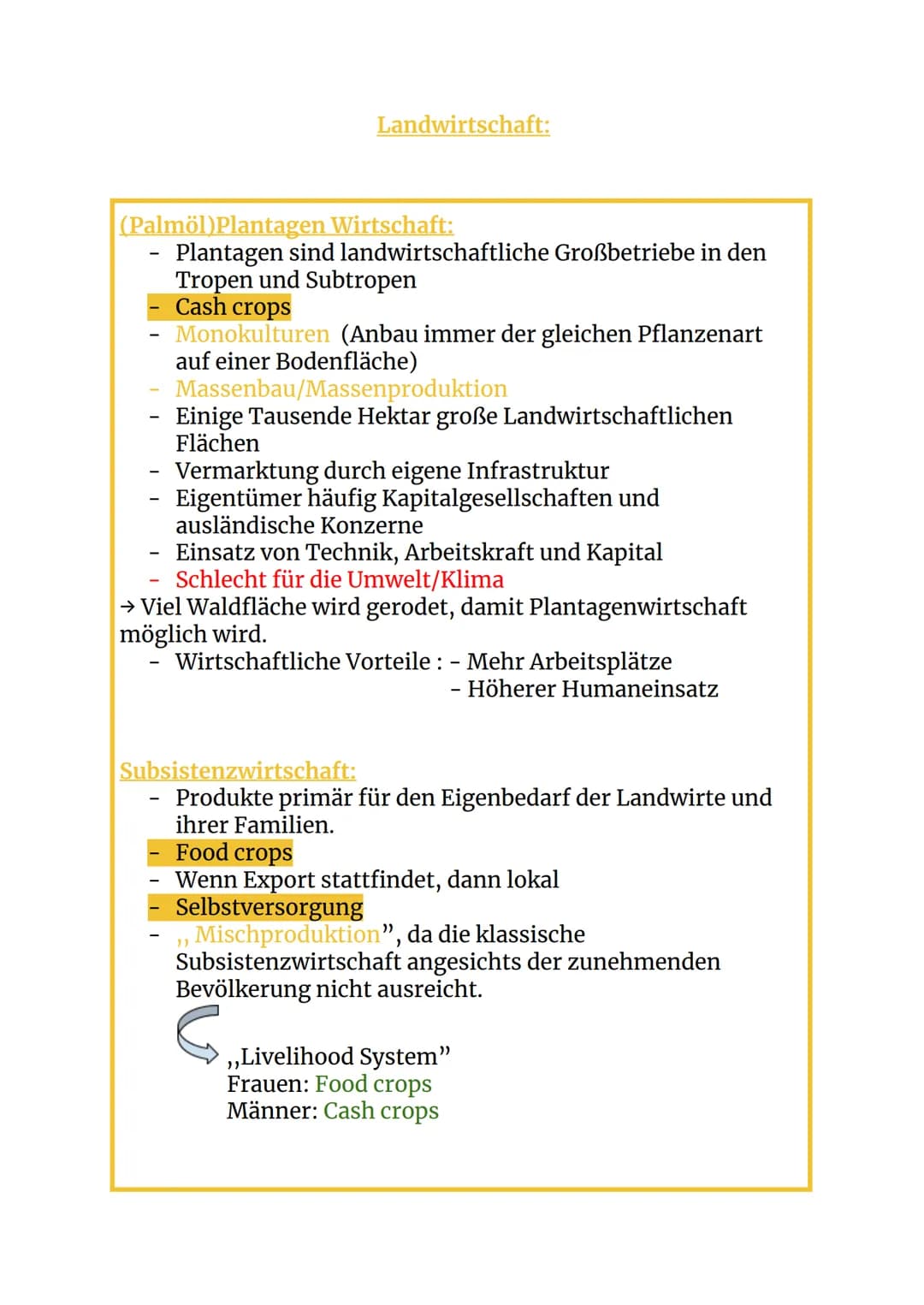 (Palmöl)Plantagen Wirtschaft:
Plantagen sind landwirtschaftliche Großbetriebe in den
Tropen und Subtropen
Cash crops
-
Landwirtschaft:
Monok