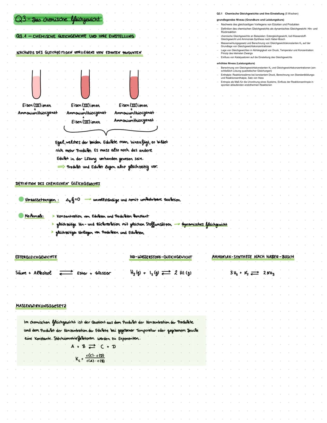 Q3 - Das chemische Gleichgewicht
Q3.1-CHEMISCHE GLEICHGEWICHTE UND IHRE EINSTELLUNG
NACHWEIS DES GLEICHZEITIGEN VORLIEGENS VON EDUKTEN PRODU