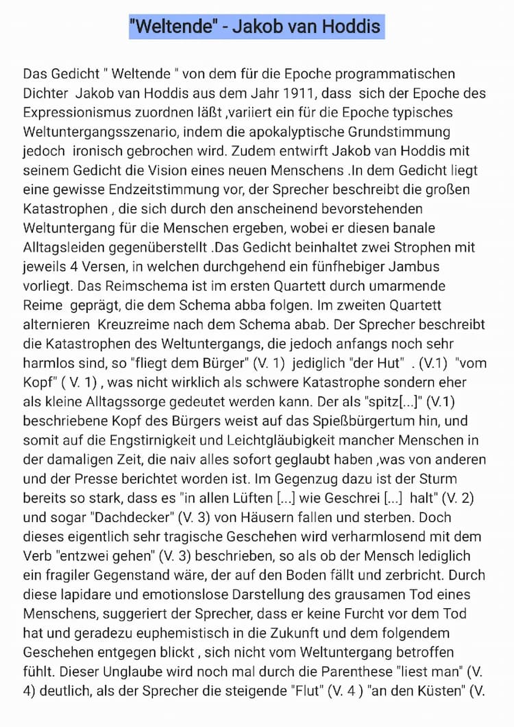 Know Gedichtsanalyse - Jakob van Hoddis "Weltende" - Expressionismus  thumbnail