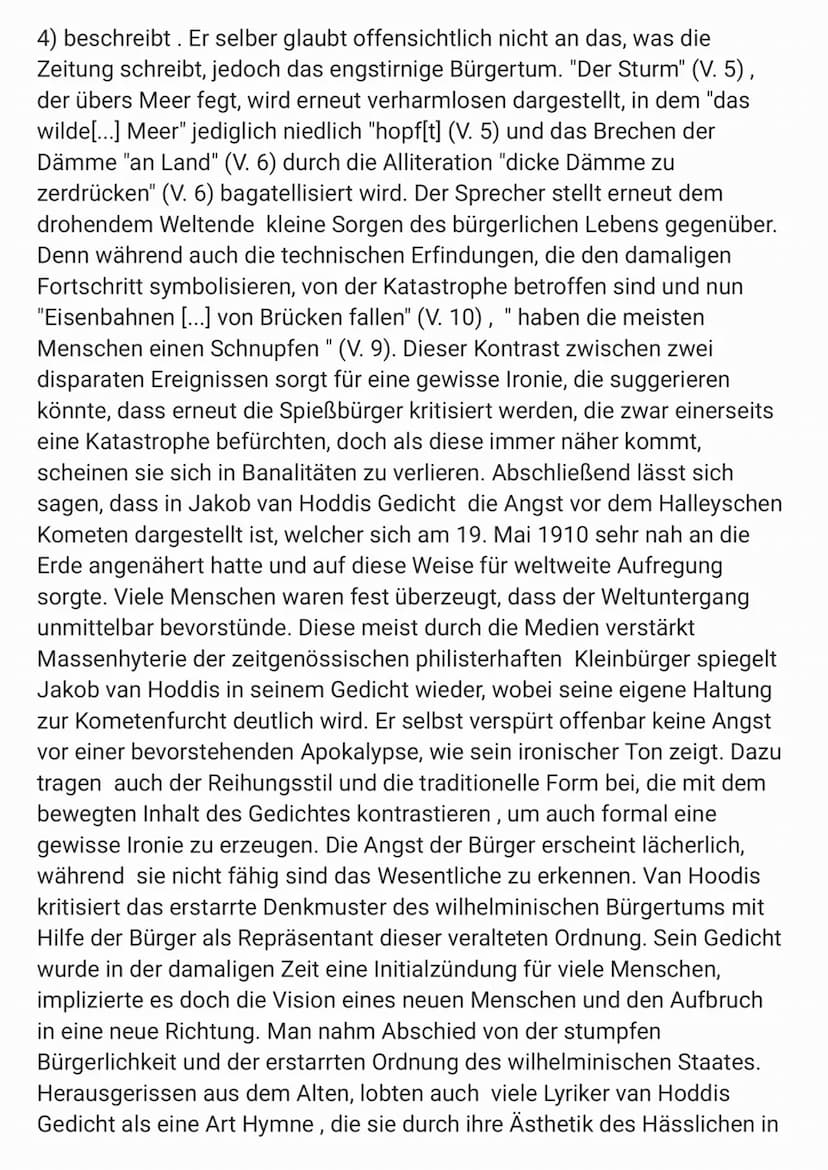 "Weltende" - Jakob van Hoddis
Das Gedicht " Weltende " von dem für die Epoche programmatischen
Dichter Jakob van Hoddis aus dem Jahr 1911, d