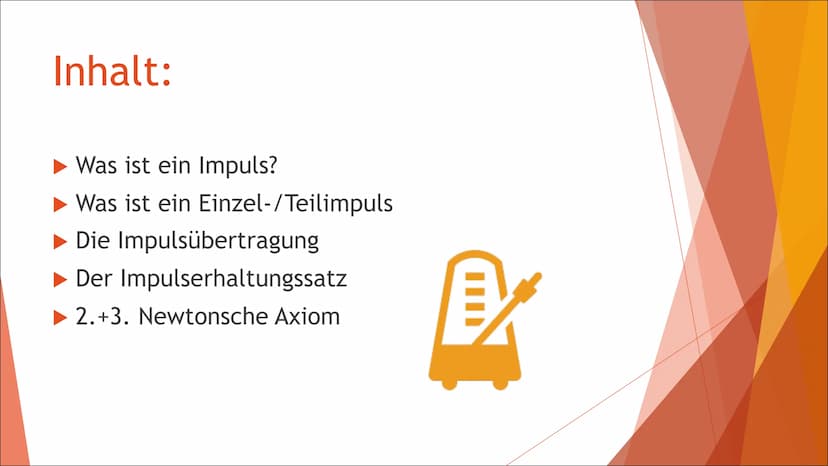 Der Impuls
இருதய
Von Lara Inhalt:
Was ist ein Impuls?
Was ist ein Einzel-/Teilimpuls
Die Impulsübertragung
▶ Der Impulserhaltungssatz
▶ 2.+3