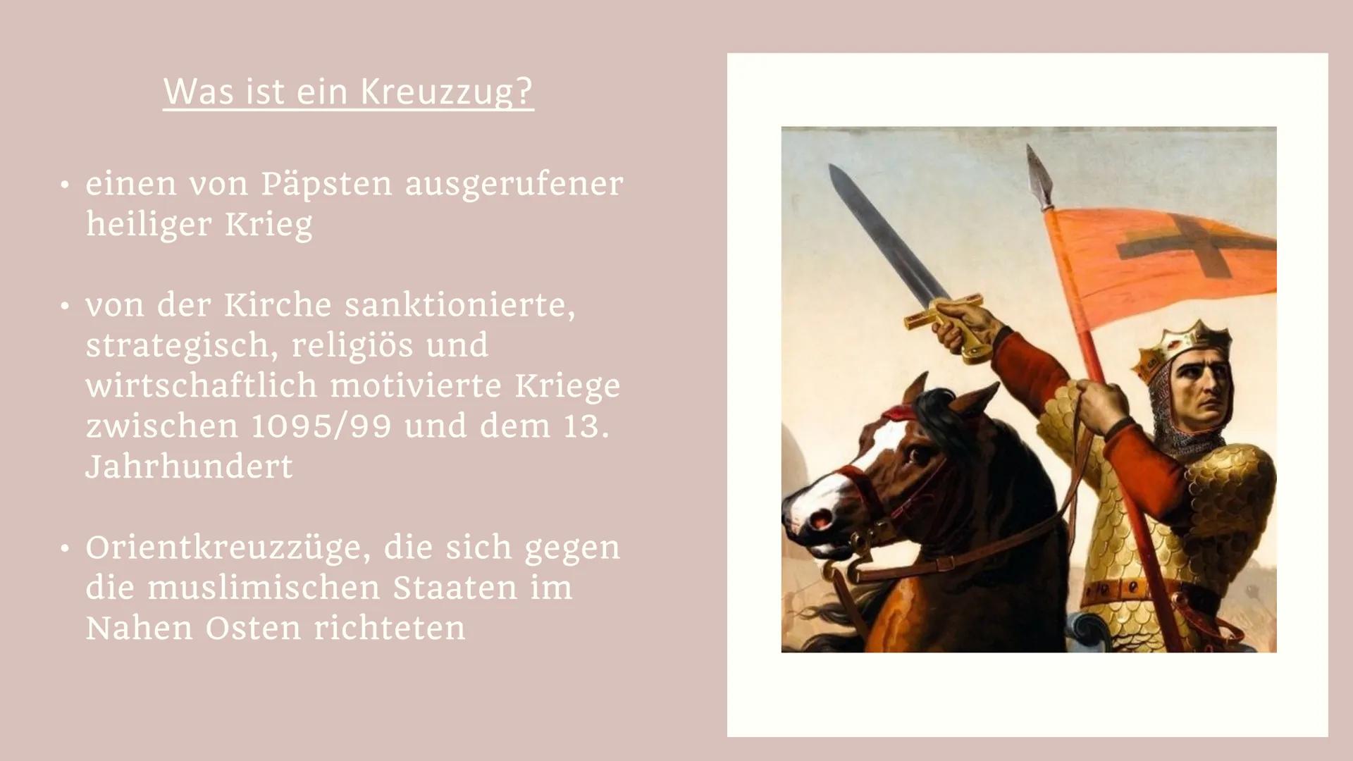 # Die Kreuzzüge

Präsentation von Esra Yilmaz, Sahsenem Koc Gliederung

• Definition - Was ist ein Kreuzzug?
• Ursachen & Anlässe der Kreuzz