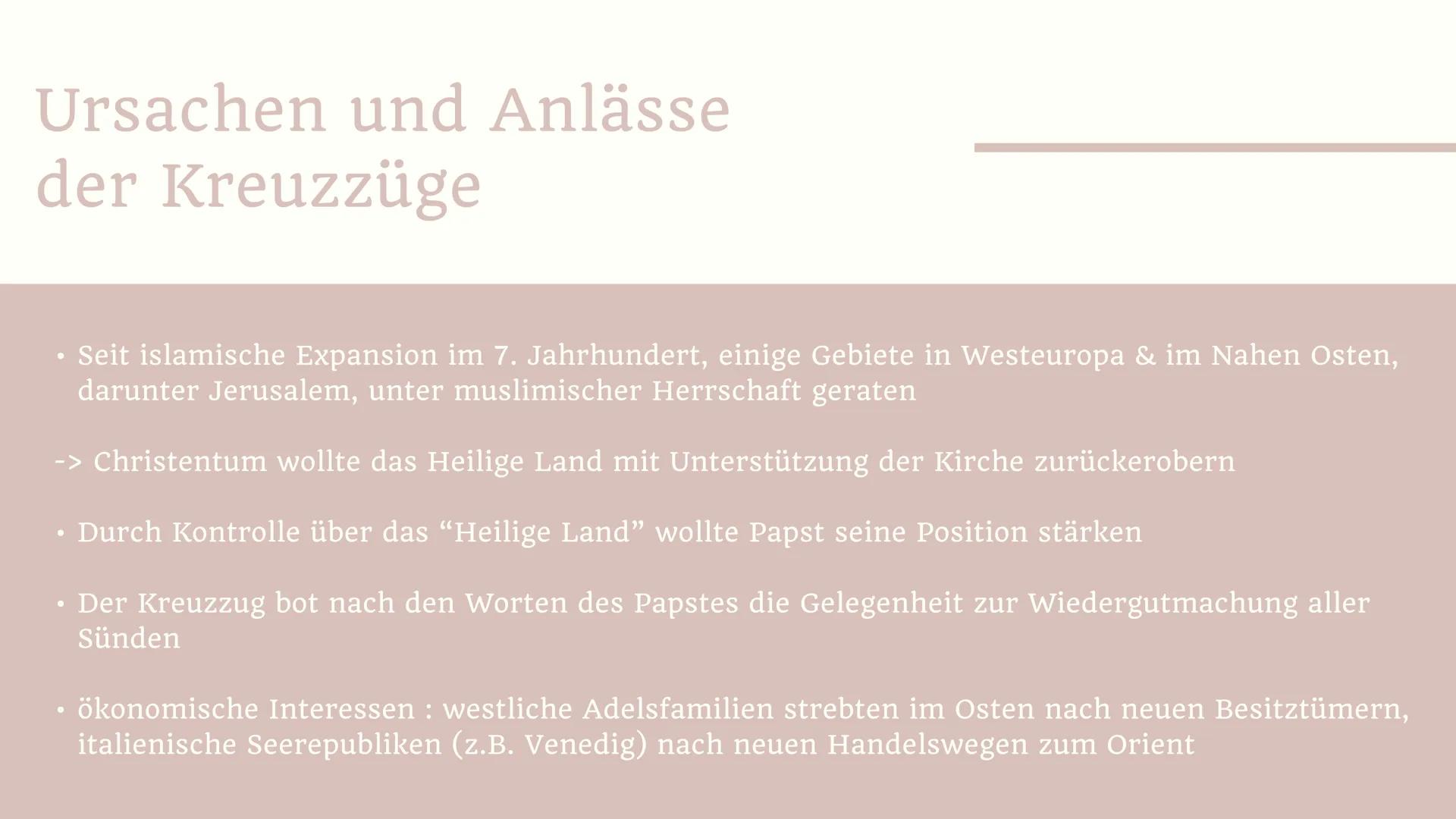 # Die Kreuzzüge

Präsentation von Esra Yilmaz, Sahsenem Koc Gliederung

• Definition - Was ist ein Kreuzzug?
• Ursachen & Anlässe der Kreuzz