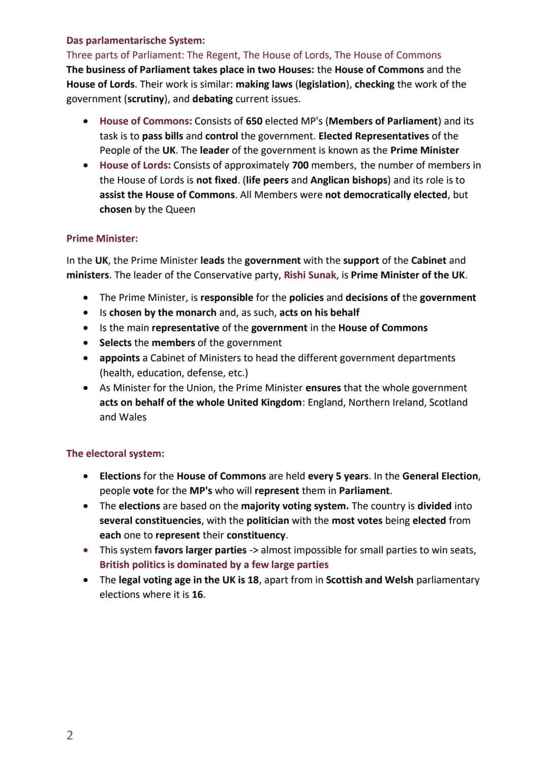 Abitur Schwerpunkt: The United Kingdom - diverse and
disunited? Michelin Boachie
Grundkenntnisse des politischen Systems
The United Kingdom 