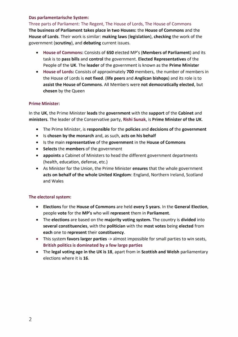 Abitur Schwerpunkt: The United Kingdom - diverse and
disunited? Michelin Boachie
Grundkenntnisse des politischen Systems
The United Kingdom 
