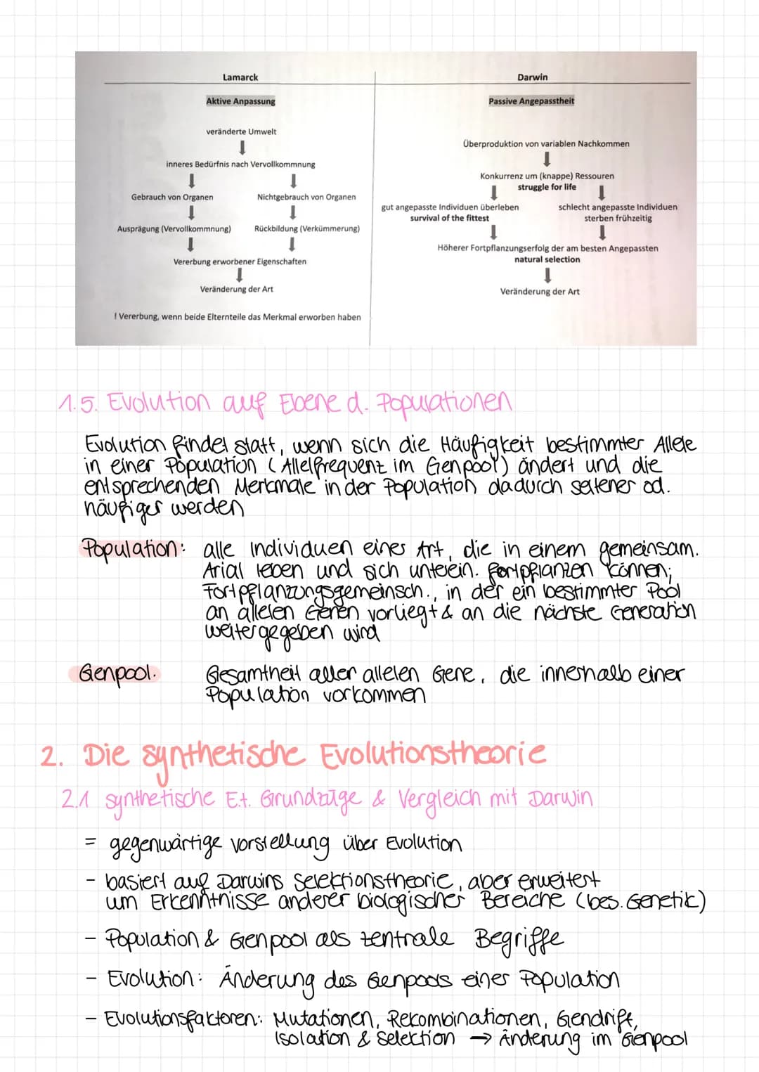 Bio Klausur
1. Biodiversital & Evolutionstheorien
1.1 Biodiversität
=
Vielfalt der Arten + Fähigkeit einer Art, Individuen mit unterschiedl.