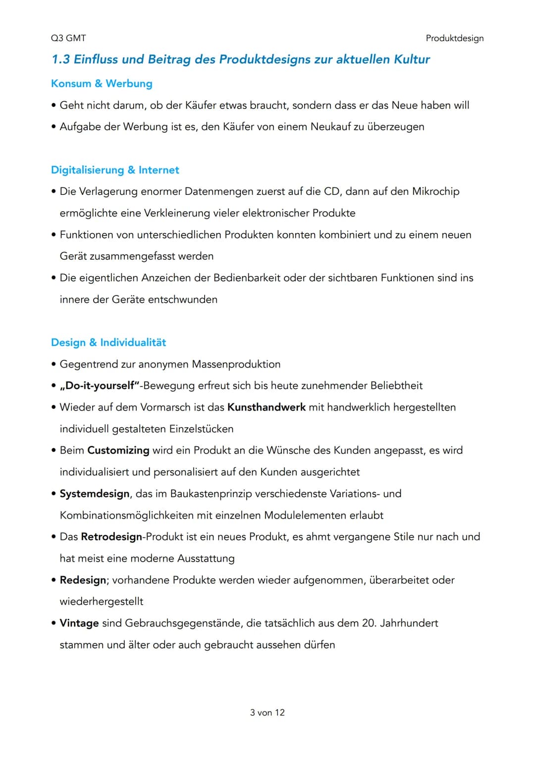 Q3 GMT
1. Designtheorie
Q3 - Produktdesign
1. Produktanalyse & Funktionsebenen
2. Design aus Konsumentensicht
3. Einfluss und Beitrag des Pr
