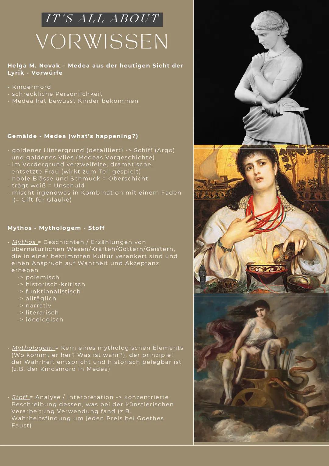 DEUTSCH LK

MEDEA.

- EURIPIDES - # IT'S ALL ABOUT
# VORWISSEN

Helga M. Novak - Medea aus der heutigen Sicht der
Lyrik - Vorwürfe

- Kinder