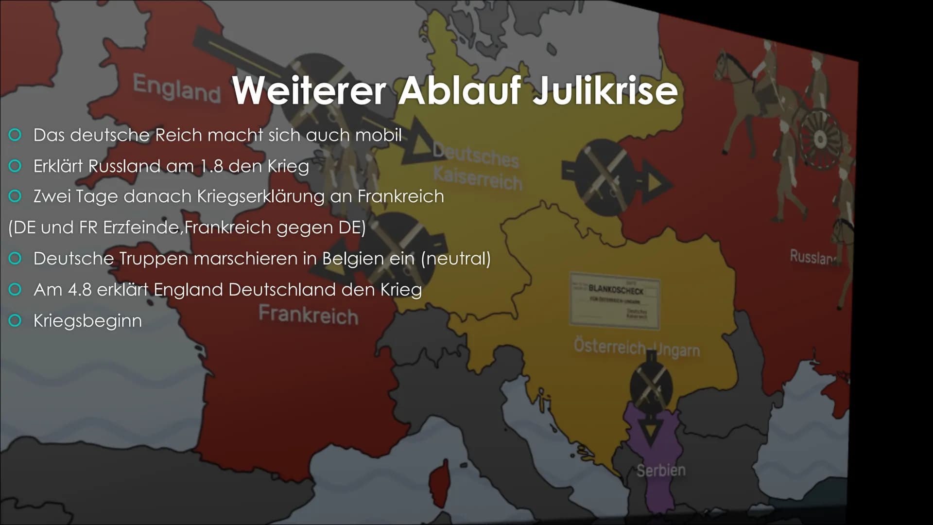 Der erste Weltkrieg - die
,,Urkatastrophe“ des 20. Jahrhunderts
VORGESCHICHTE UND AUSBRUCH Bündnisse
O Um 1914 war Europa in zwei Seiten ges