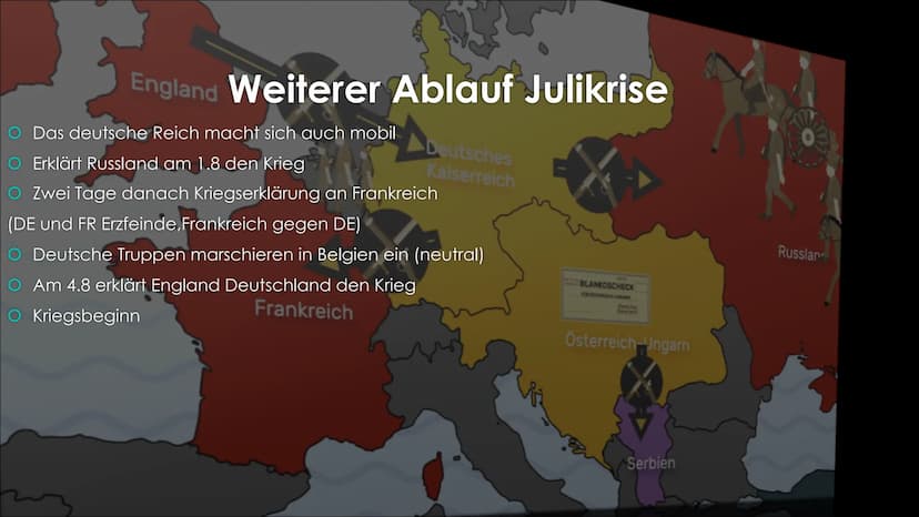 Der erste Weltkrieg - die
,,Urkatastrophe“ des 20. Jahrhunderts
VORGESCHICHTE UND AUSBRUCH Bündnisse
O Um 1914 war Europa in zwei Seiten ges