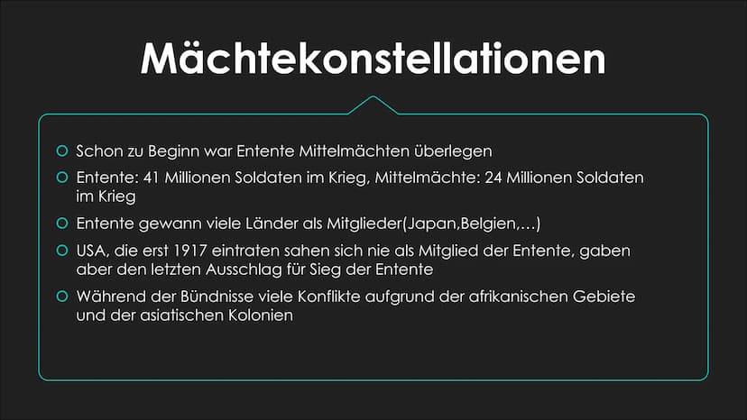 Der erste Weltkrieg - die
,,Urkatastrophe“ des 20. Jahrhunderts
VORGESCHICHTE UND AUSBRUCH Bündnisse
O Um 1914 war Europa in zwei Seiten ges