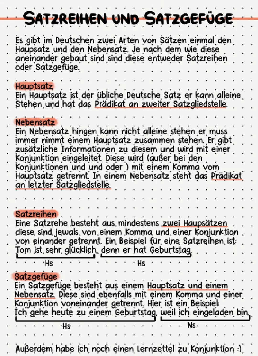 Satzreihen und Satgefüge (Haupt und Nebensätze)
