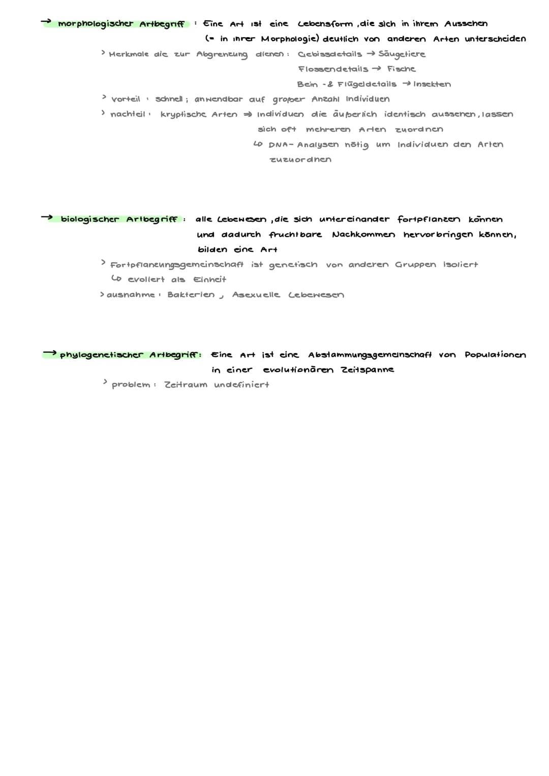 morphologischer Artbegriff: Eine Art ist eine Lebensform, die sich in ihrem Ausschen
(- in ihrer Morphologie) deutlich von anderen Arten unt