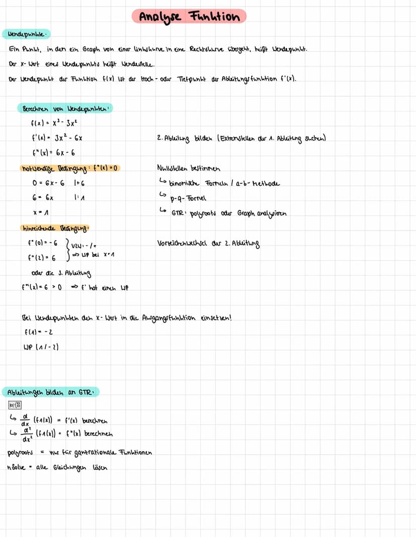 Ableitungsfunktion shizzieren:
1. Waagerechte Tangenten suchen - Extremstellen von f(x) = Nullstellen von f'(x)
2. positive Steigung zwische