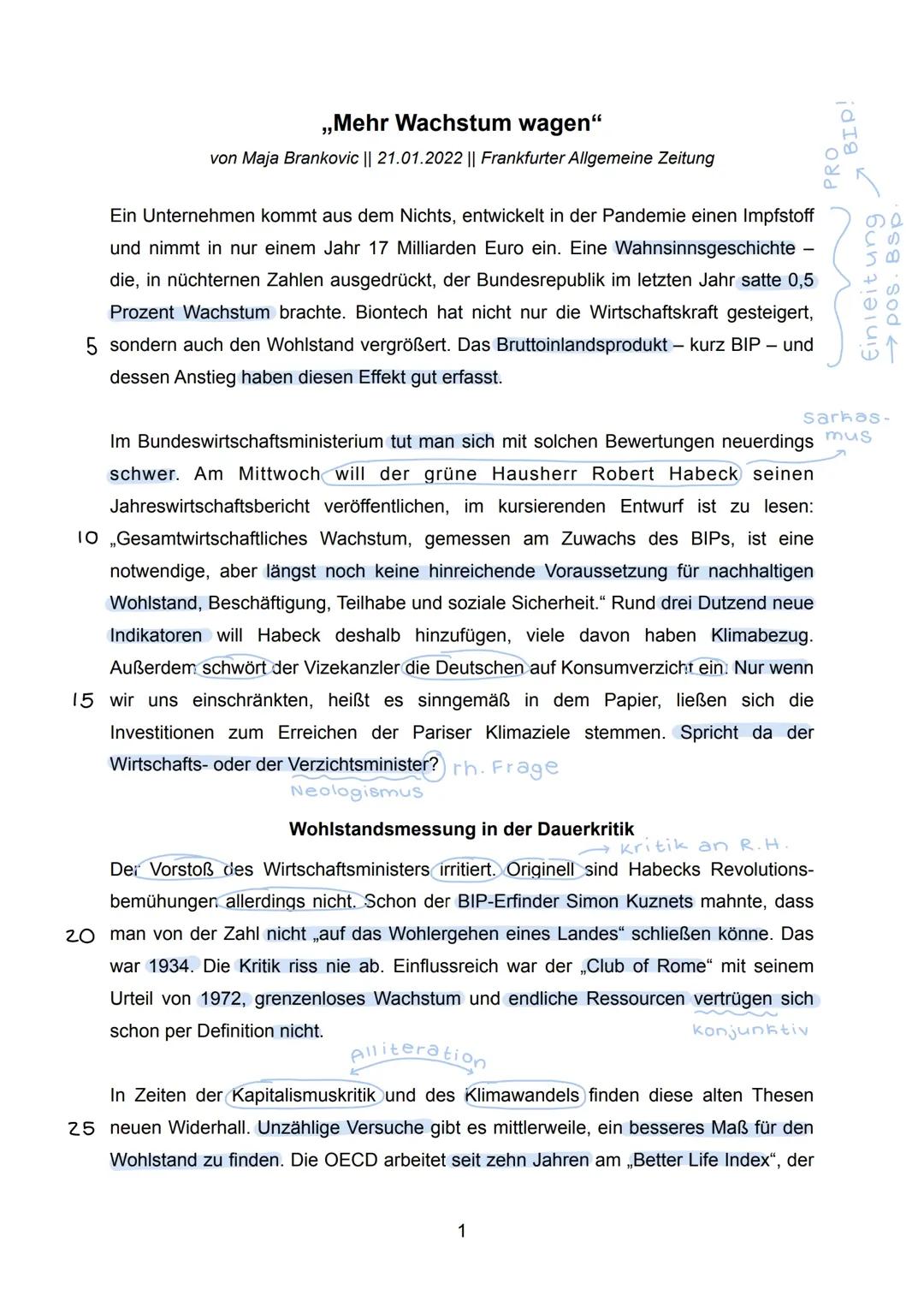 klausur zu BIP, wohlstand & wachstum