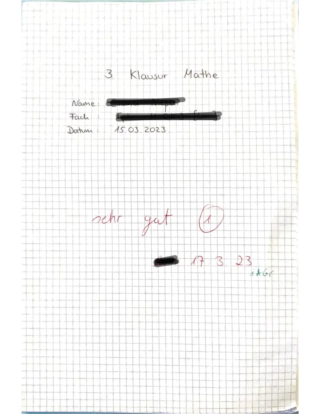 Name:
Fach
Datum
3. Klausur
15.03.2023
behr
Mathe
gut ☺
1
17.3 23
HAGE 3. Klausur
Mathematik Eph GK3
Thema: Mittlere und Momentane Änderungs