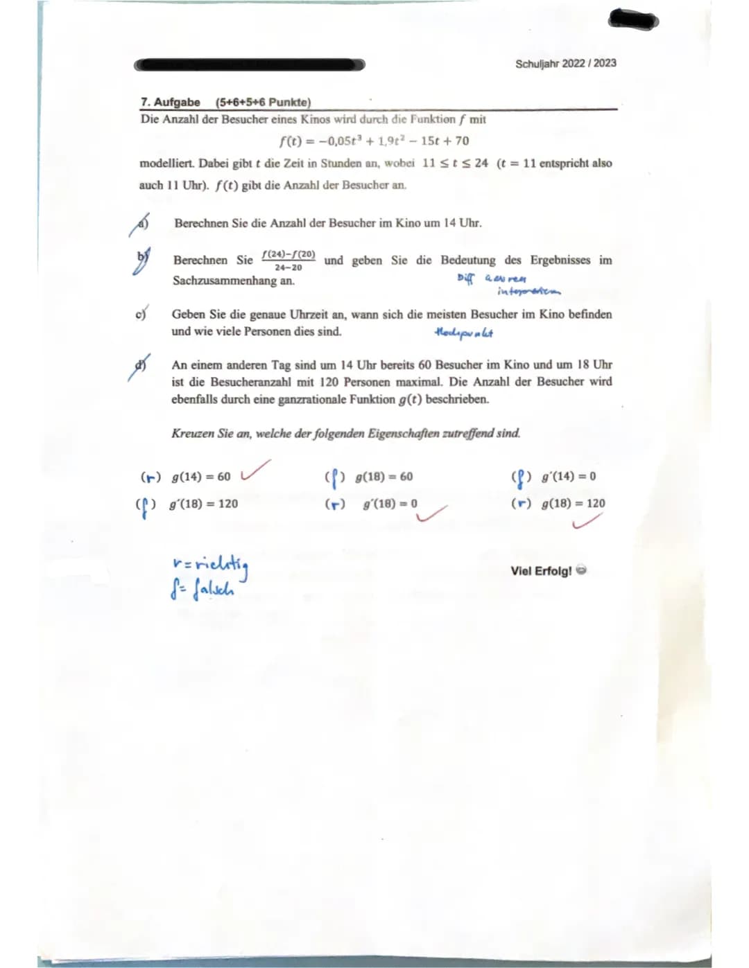 Name:
Fach
Datum
3. Klausur
15.03.2023
behr
Mathe
gut ☺
1
17.3 23
HAGE 3. Klausur
Mathematik Eph GK3
Thema: Mittlere und Momentane Änderungs