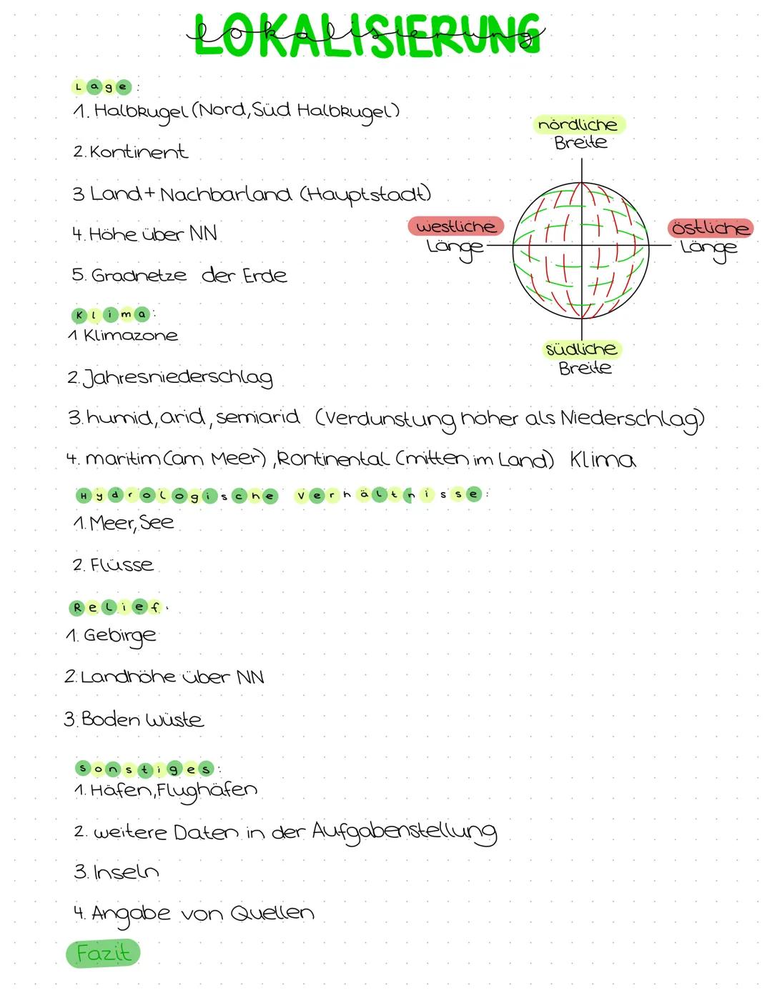 1. Halbrugel (Nord, Süd HalbRugel).
2. Kontinent
3 Land+Nachbarland (Hauptstadt)
4. Höhe über NN.
5. Gradnetze der Erde
(
1 Klimazone
Hy
1. 