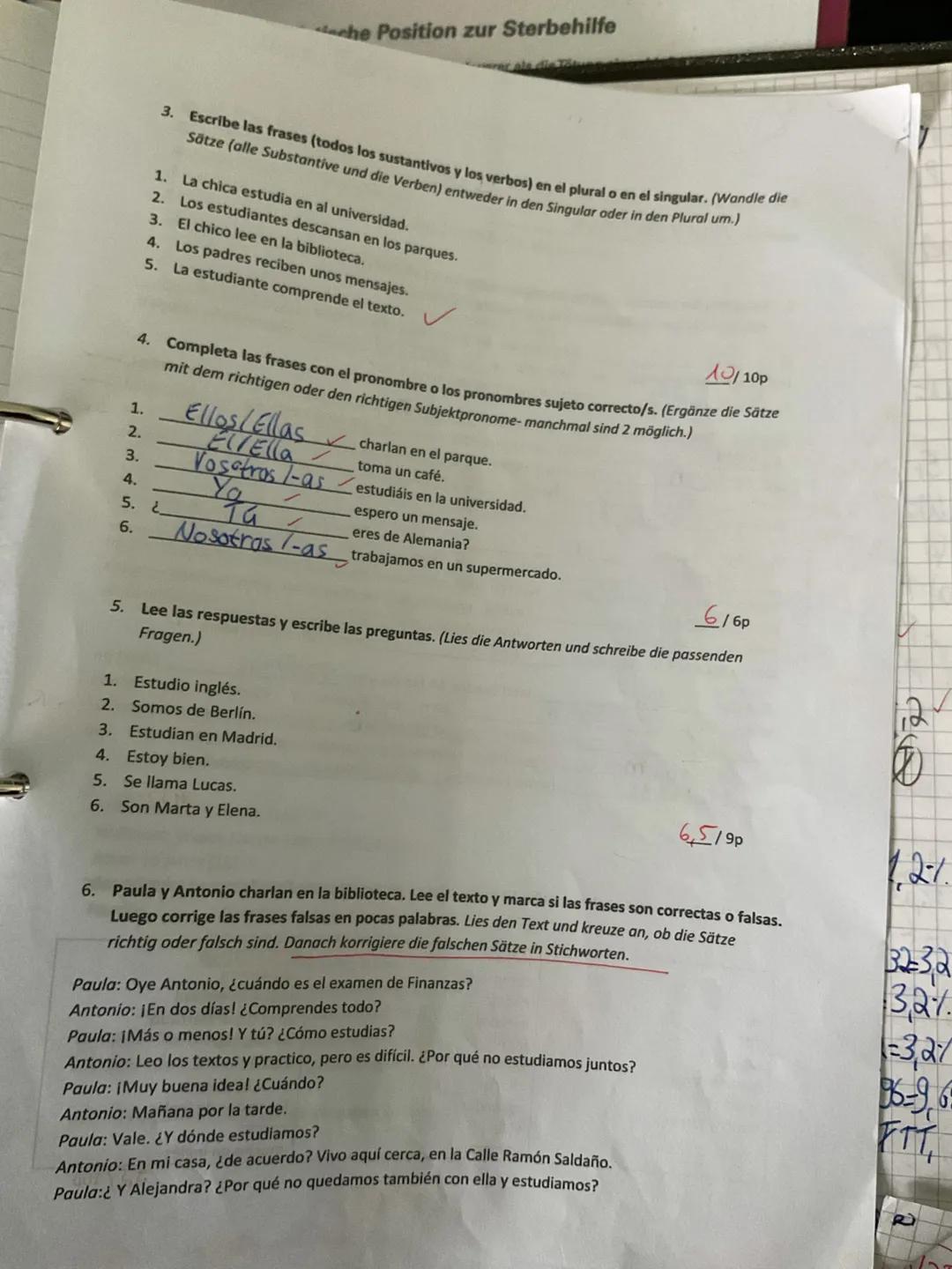 Examen de español
Nombre:
dónde
todavía o
141
c) Mi
Mara Behnsch
¿
1. Completa los mensajes con las formas correctas de los verbos (Vervolls