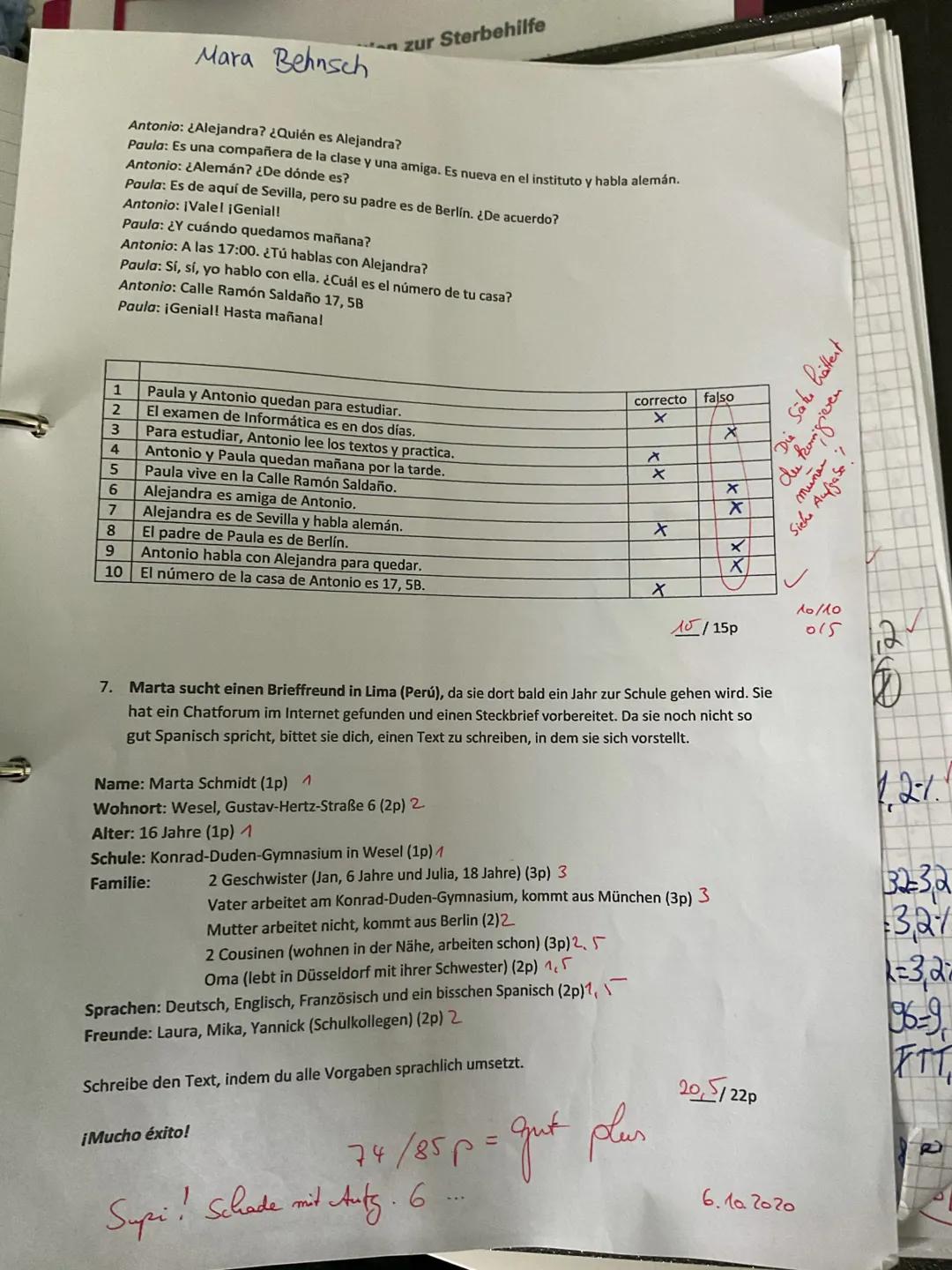 Examen de español
Nombre:
dónde
todavía o
141
c) Mi
Mara Behnsch
¿
1. Completa los mensajes con las formas correctas de los verbos (Vervolls