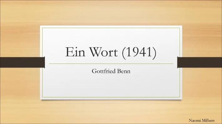 Know Gottfried Benn „Ein Wort“ thumbnail