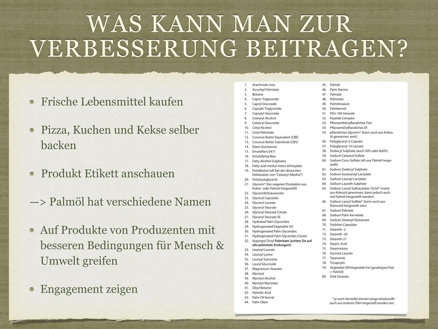 PALMÖL AUS INDONESIEN
Goldenes Öl für die Welt? GLIEDERUNG
Was ist Palmöl?
• Ist Palmöl gesund?
• Wofür wird Palmöl verwendet?
• Indonesien 