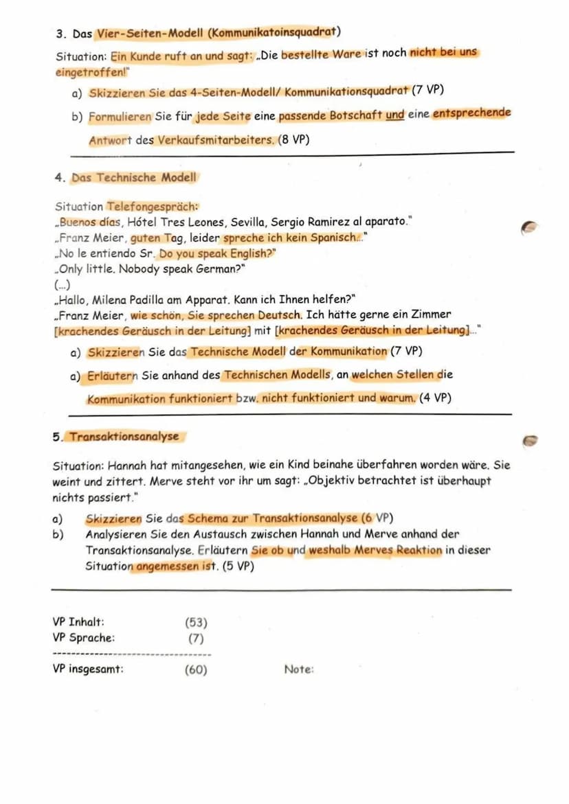 Arbeitsanweisungen:
Bearbeiten Sie alle Aufgaben vollständig!
Alle Lösungen auf die ausgeteilten Schreibblätter!
Die vorgegebene Reihenfolge