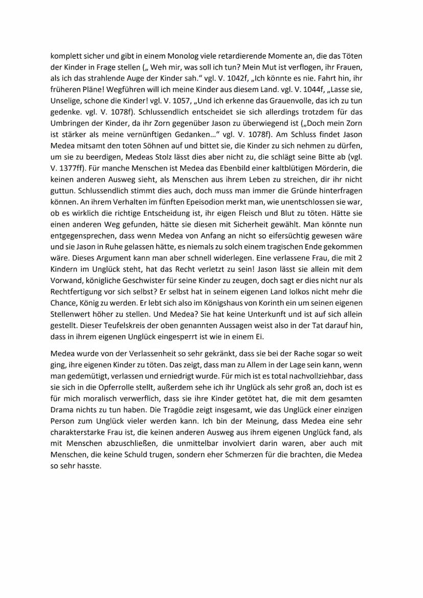 Erörterung zu einem Interpretationsansatz – Euripides Medea
Unglück, ein Zustand, der von Kummer, Schmerzen und Trauer gekennzeichnet ist. E