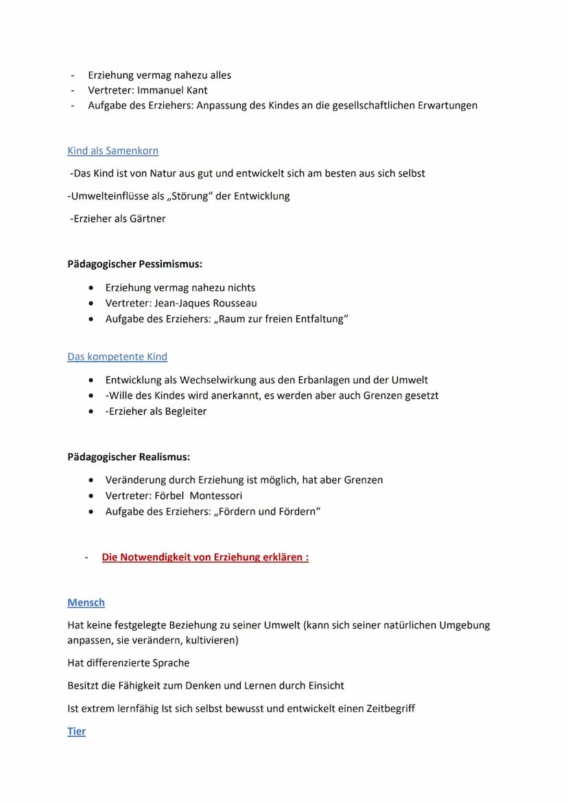 Definition und Kennzeichen von Erziehung:
Definition ,,Erziehung":
Erziehung ist die bewusste und/oder geplante Beeinflussung von Personen,
